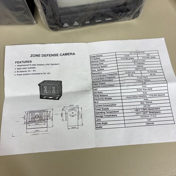 Zone Defense Camera System Monitor Backup Rear View Security Vehicle RV Truck - Picture 2 of 11